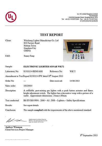 ISO9994 para WK72 de UL