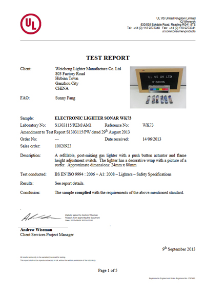 ISO9994 para WK73 de UL