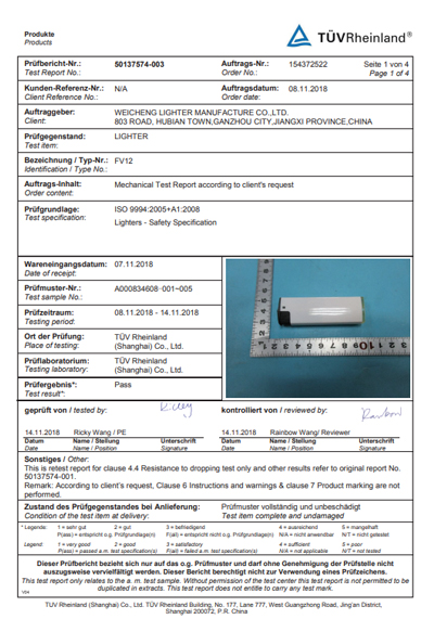 ISO9994 para FV12 de TUV